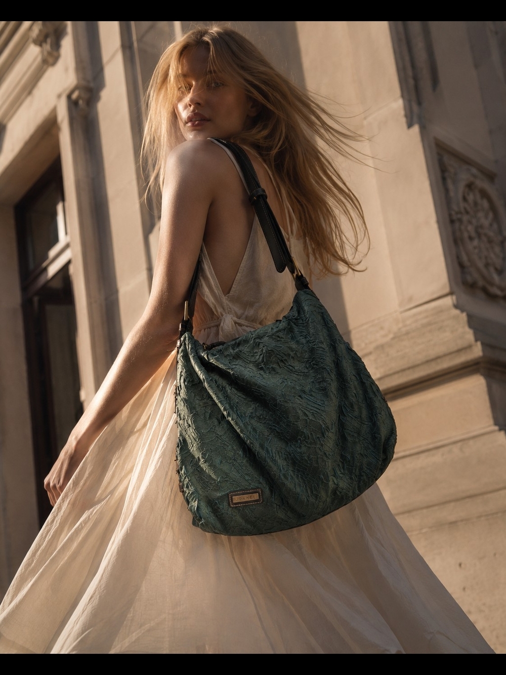JOANEL Vintage  Textured Slouch Shoulder Bag – Forest Green 💚